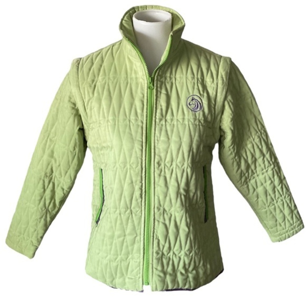 Perri’s Quilted Equestrian Riding Jacket Convertible Vest Sz M
